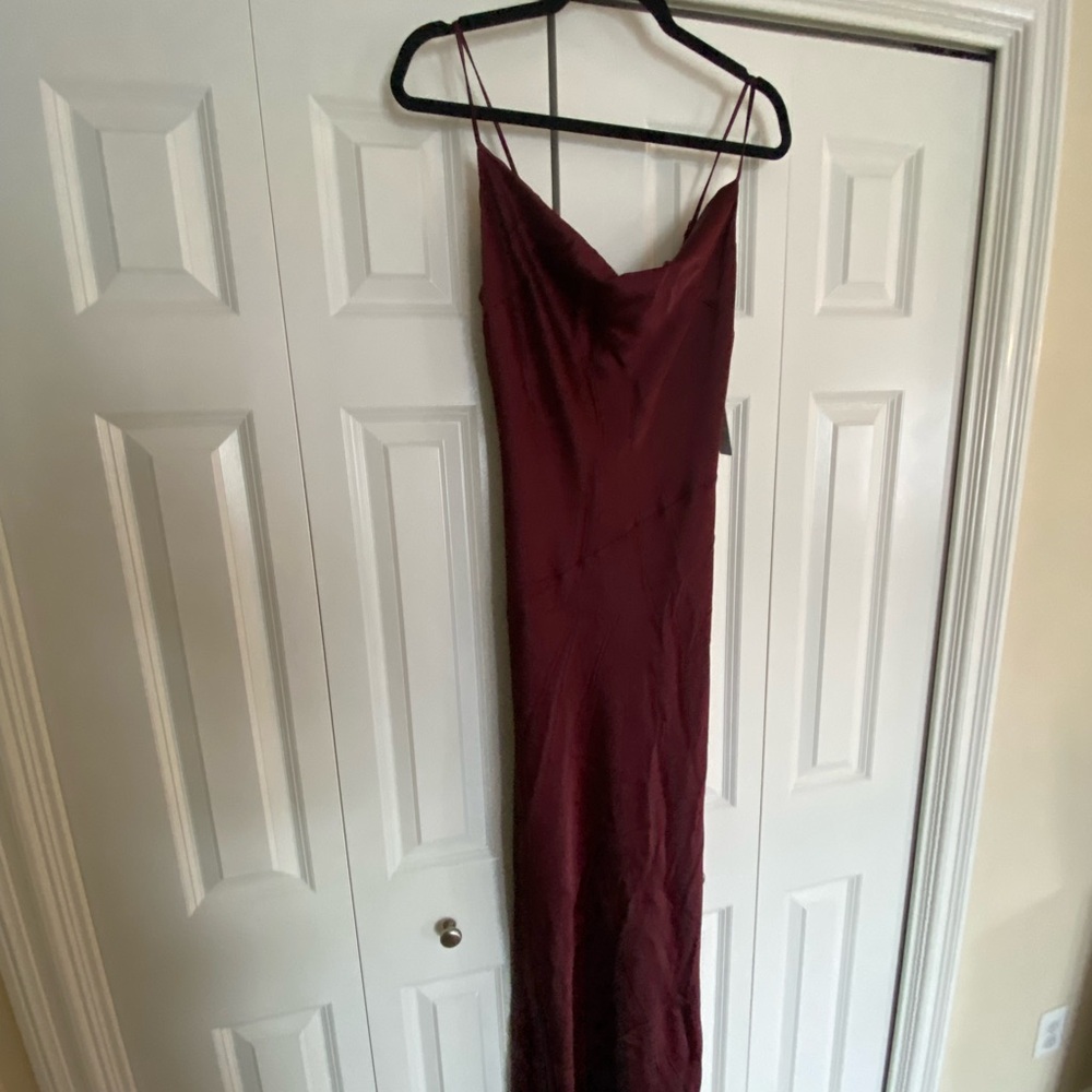 Express Maroon Satin Cowl Neck Dress